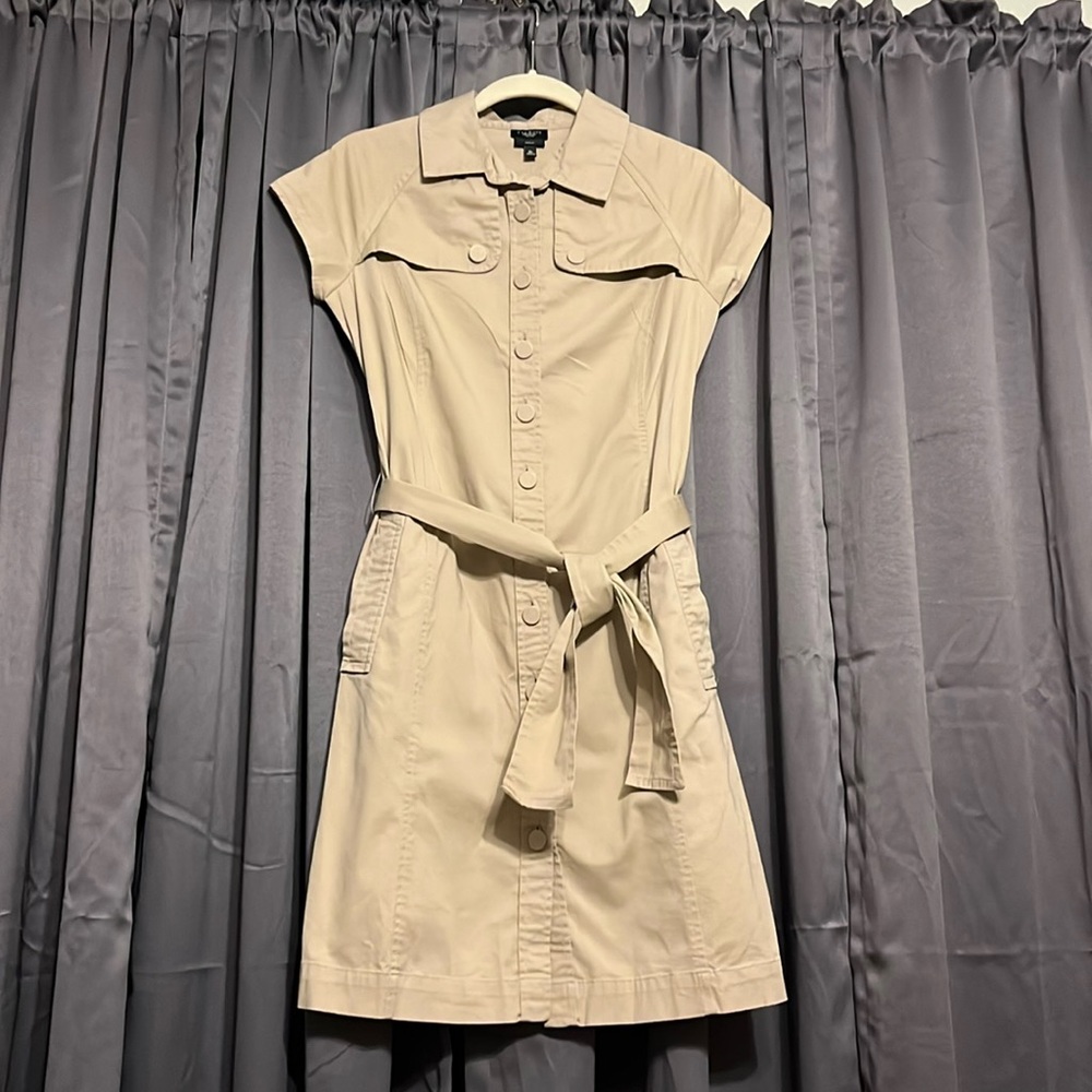 Talbots khaki colored, safari stretch dress